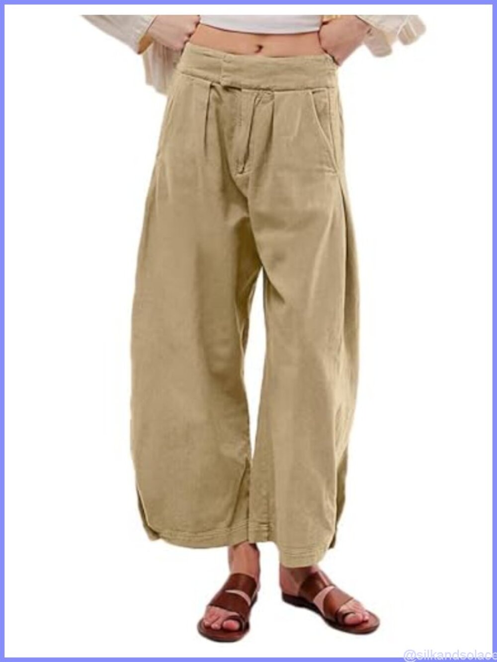 Baggy Barrel Horseshoe Wide Leg Ankle Jeans Pleated Elastic Waist Denim